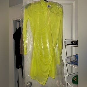 La pointe draped mini lime dress